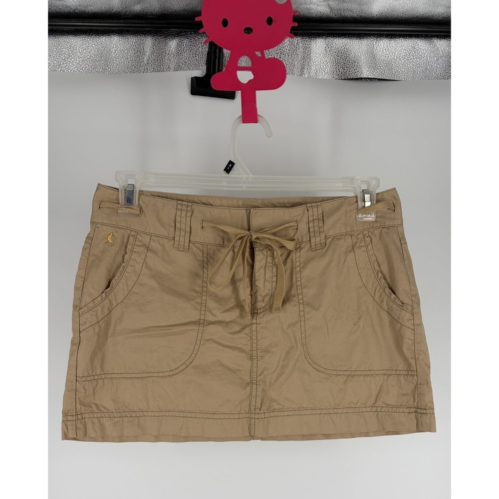Y2K VTG EXPRESS Tan Cargo Carpenter Mini Micro Skirt Sz 6 GRUNGE STREETWEAR